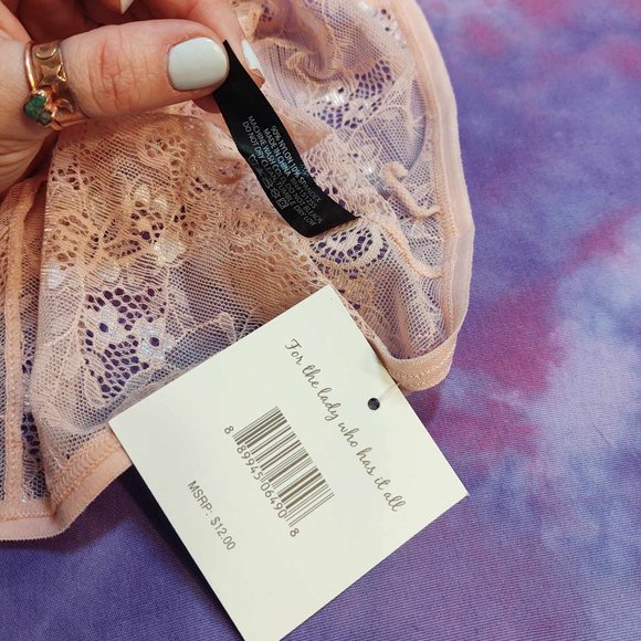 NWT Peach Corset Topped Lace Booty Short Cheeky Panties: M - Picture 3 of 5